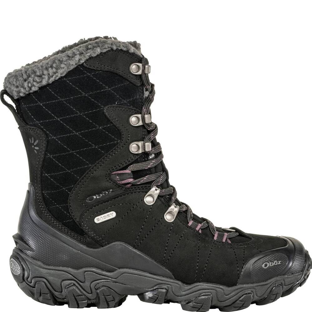 NEW OBOZ women's bridger 9" insulated b-dry waterproof boot in black sea